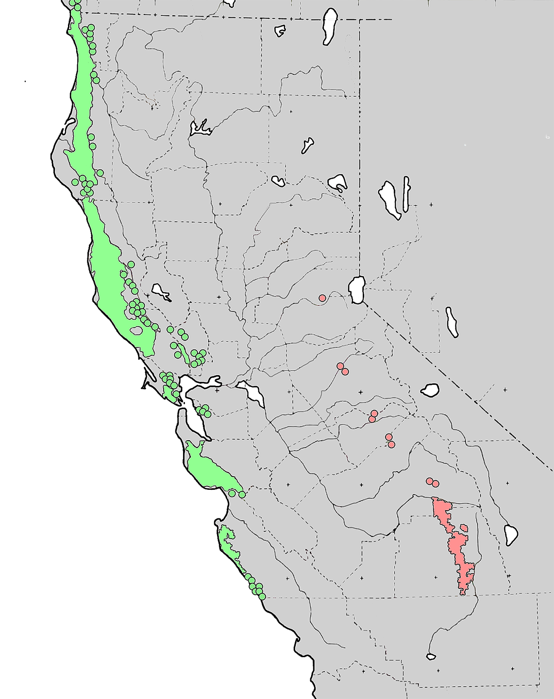 Ареал секвойядендрона гигантского. Ареал секвойи вечнозеленой. Дерево Секвойя на карте Северной Америки. Ареал произрастания секвойи на карте.
