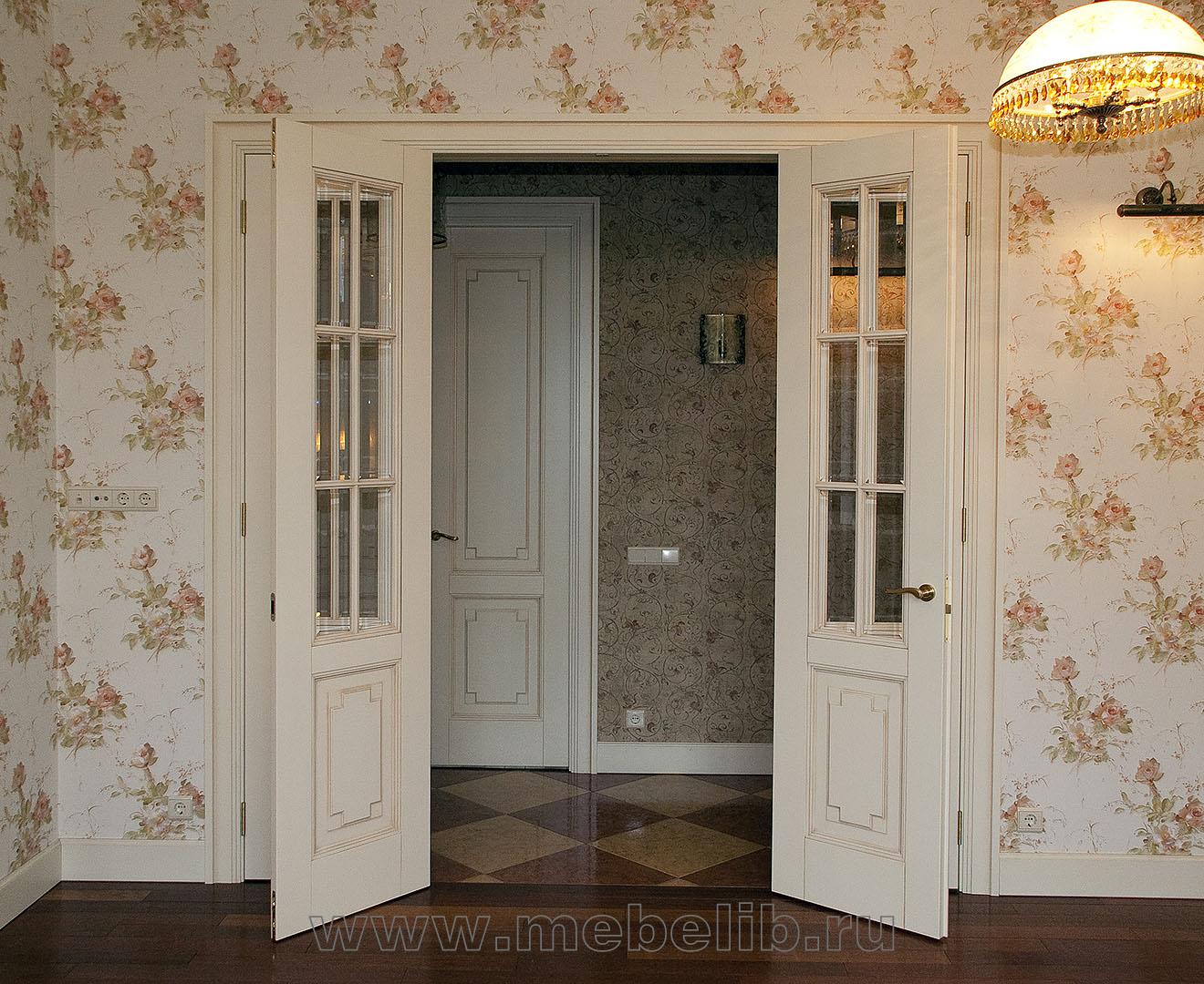 Двери белая эмаль со стеклом